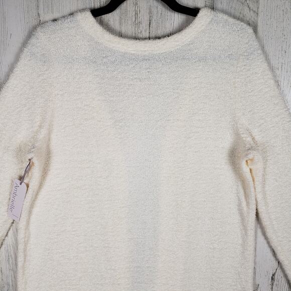 NWT Ambrielle Pristine Ivory Super Soft Open Front House Coat Women's Size Small - Picture 11 of 12